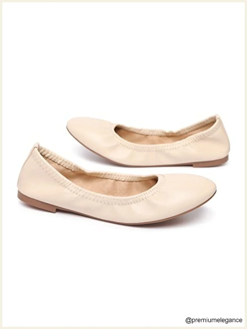 Women's Ballet Flats - Foldable Travel Shoes - Non-Slip TPR Sole - Faux Leather